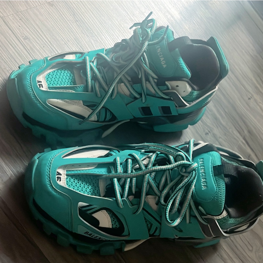 Balenciaga Turquoise and White Athletic Shoes